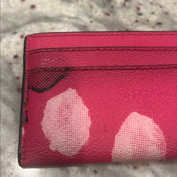 Cute Coach Card Case Hot Pink Floral Print - Picture 4 of 5